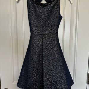 Elegant Blue and Silver Sleeveless Dress